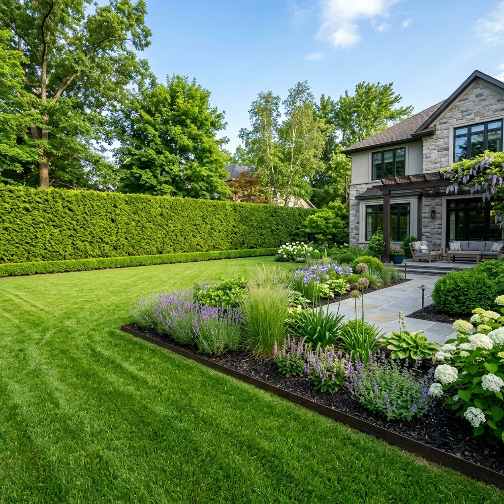 Wunderschöner Garten mit großer Hecke